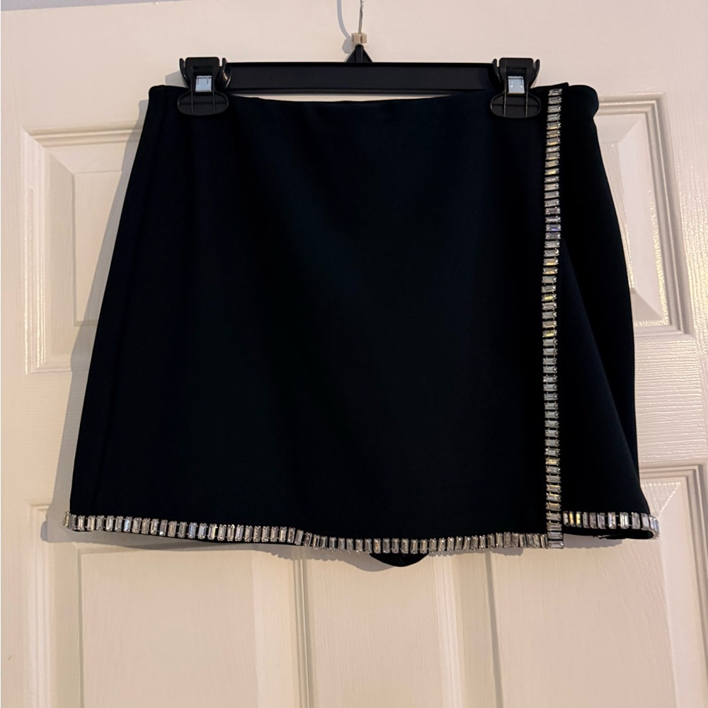 Abercrombie & Fitch Black Mini Skort with Rhinestone Trim
